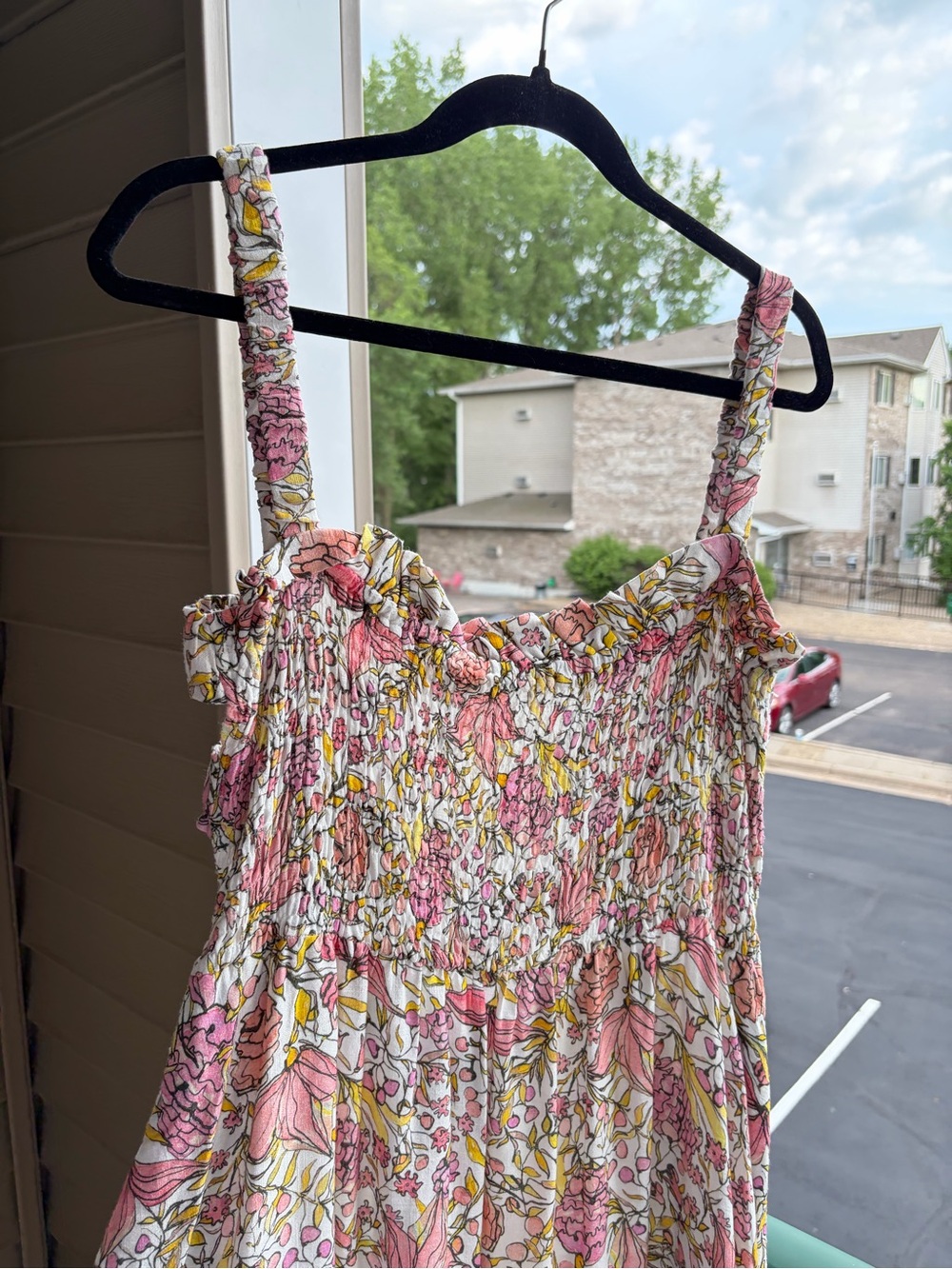 🆕💖 Abbey Glass XL Floral Linen Blend Smocked Maxi Dress Cottagecore Sundress - Picture 7 of 17